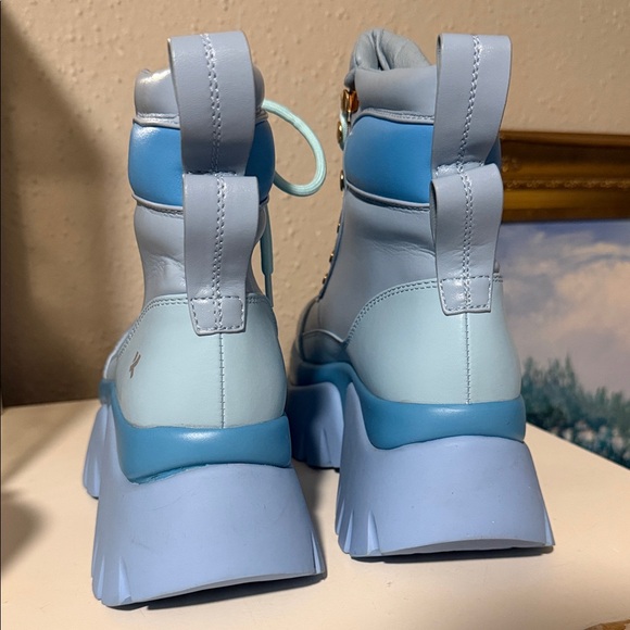 Koi Light Blue Lace Up Platform Boots - Picture 3 of 4